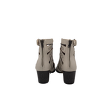 COACH STUDDED LEATHER ANKLE DESIGNER BOOTS WHITE SILVER 8B