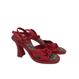 COACH RET$250 LEATHER HEEL SANDAL DESIGNER SHOES RED BROWN 7.5