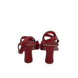 COACH RET$250 LEATHER HEEL SANDAL DESIGNER SHOES RED BROWN 7.5