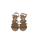 CHANEL SLINGBACK CHAIN ACCENT LUXE SHOES TAUPE 37