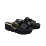 FRANCO SARTO PLATFORM WEDGE SLIDE SHOES BLACK 7.5