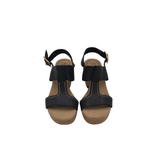 CLARKS CORK PLATFORM SANDAL SHOES BLACK 10