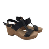 CLARKS CORK PLATFORM SANDAL SHOES BLACK 10