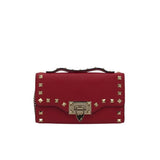 VALENTINO ROCKSTUD LEATHER WALLET-ON-CHAIN LUXE WALLET RED