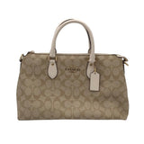 COACH RET$460 MONOGRAM SATCHEL HANDBAG BEIGE CREAM