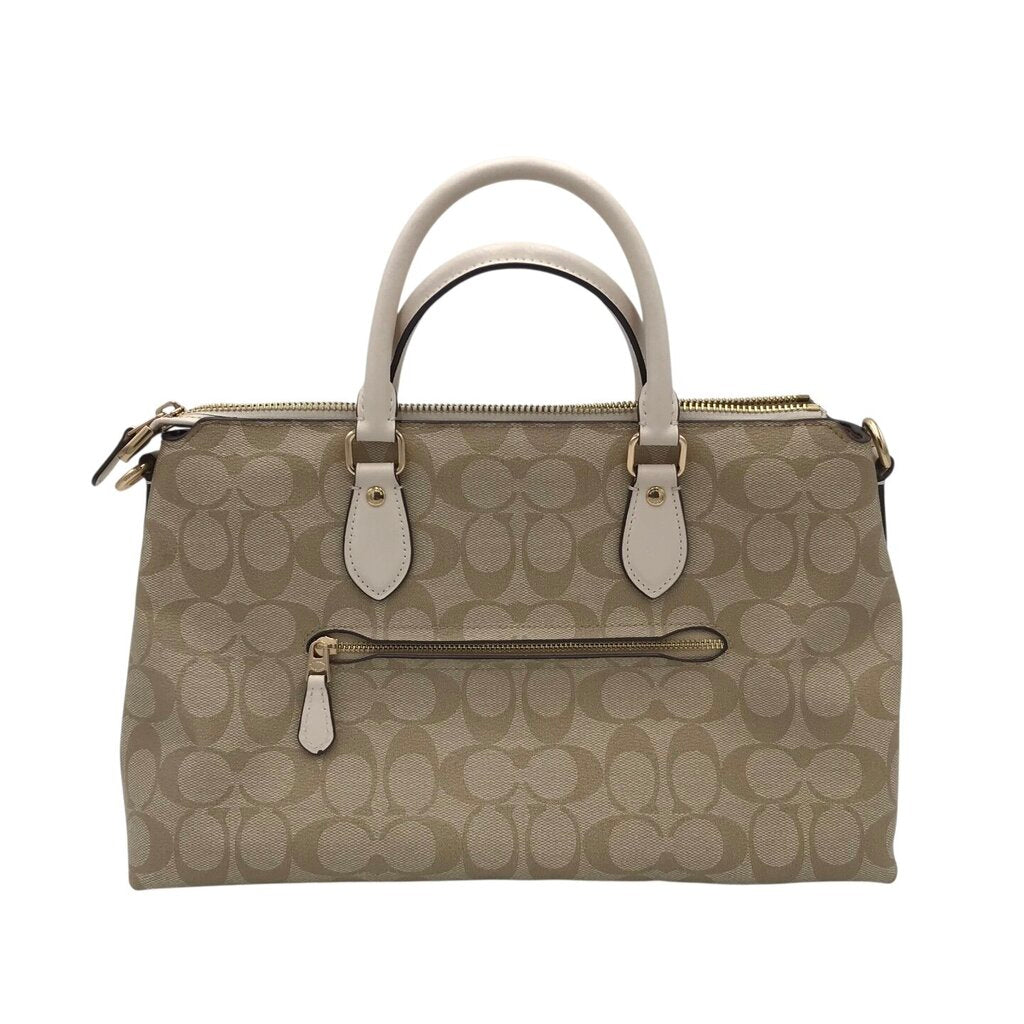COACH RET$460 MONOGRAM SATCHEL HANDBAG BEIGE CREAM