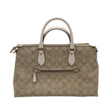COACH RET$460 MONOGRAM SATCHEL HANDBAG BEIGE CREAM