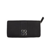 COACH LEATHER ZIP ACCORDION WALLET BLACK PURPLE