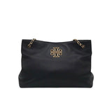 TORY BURCH RET$495 "BRITTEN" LEATHER TOTE HANDBAG BLACK GOLD