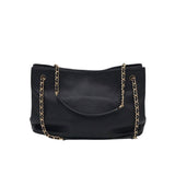 TORY BURCH RET$495 "BRITTEN" LEATHER TOTE HANDBAG BLACK GOLD
