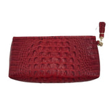 BRAHMIN WRISTLET TASSEL CROC HANDBAG RED