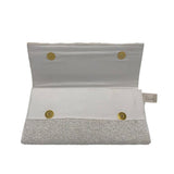 BEADED HEART FLAG CLUTCH W/CHAIN STRAP HANDBAG WHITE RED BLUE