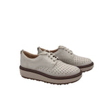 CLARKS RET$130 PLATFORM OXFORD SHOES WHITE BROWN 7