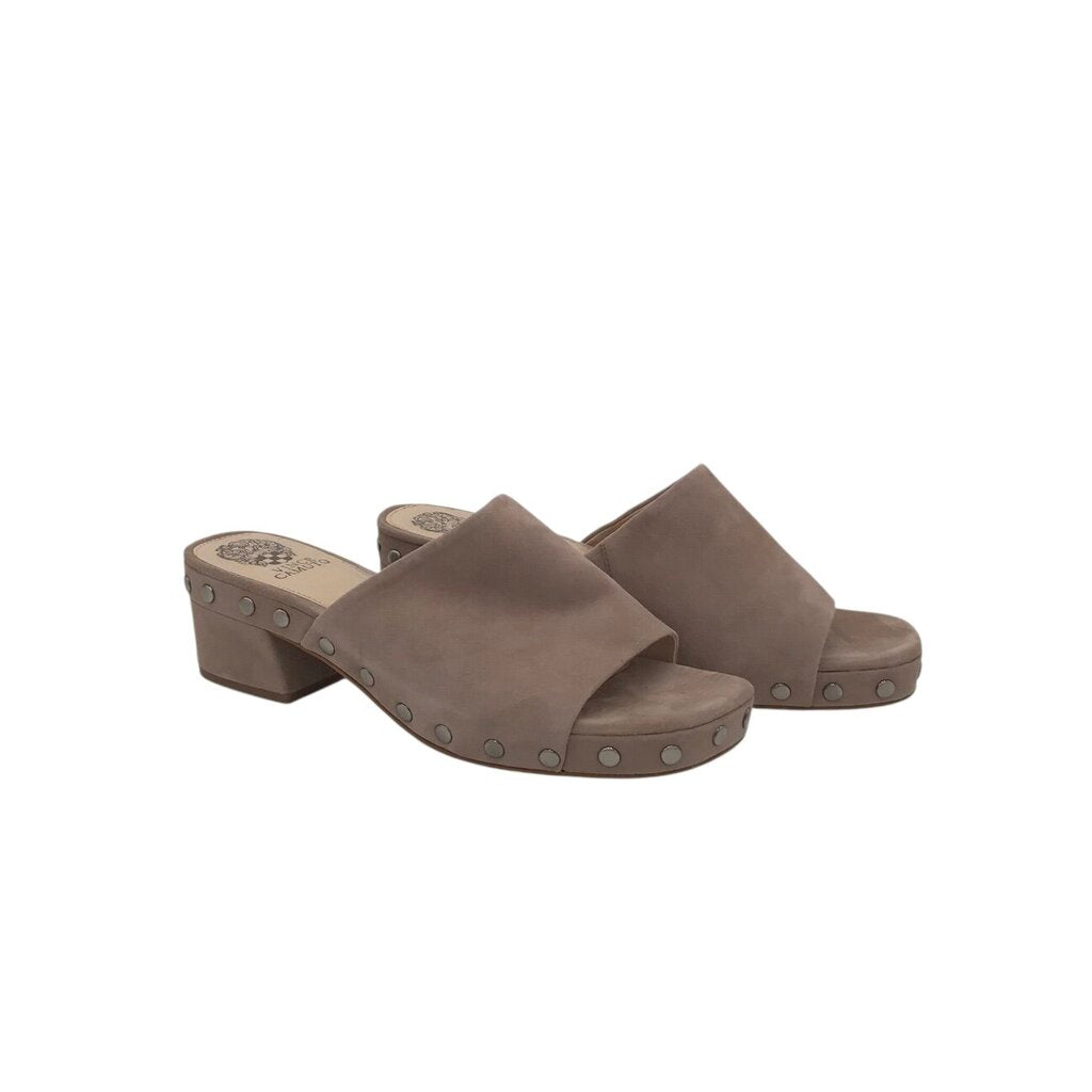 VINCE CAMUTO SUEDE SLIDE HEEL SHOES TAUPE 10M