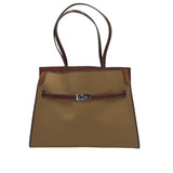 TORY BURCH RET$950 CANVAS/LEATHER SHOUDLER TOTE HANDBAG BROWN