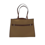 TORY BURCH RET$950 CANVAS/LEATHER SHOUDLER TOTE HANDBAG BROWN