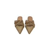 TUCKERNUCK RET$300 WOVEN MULE DESIGNER SHOES TAN GOLD 7