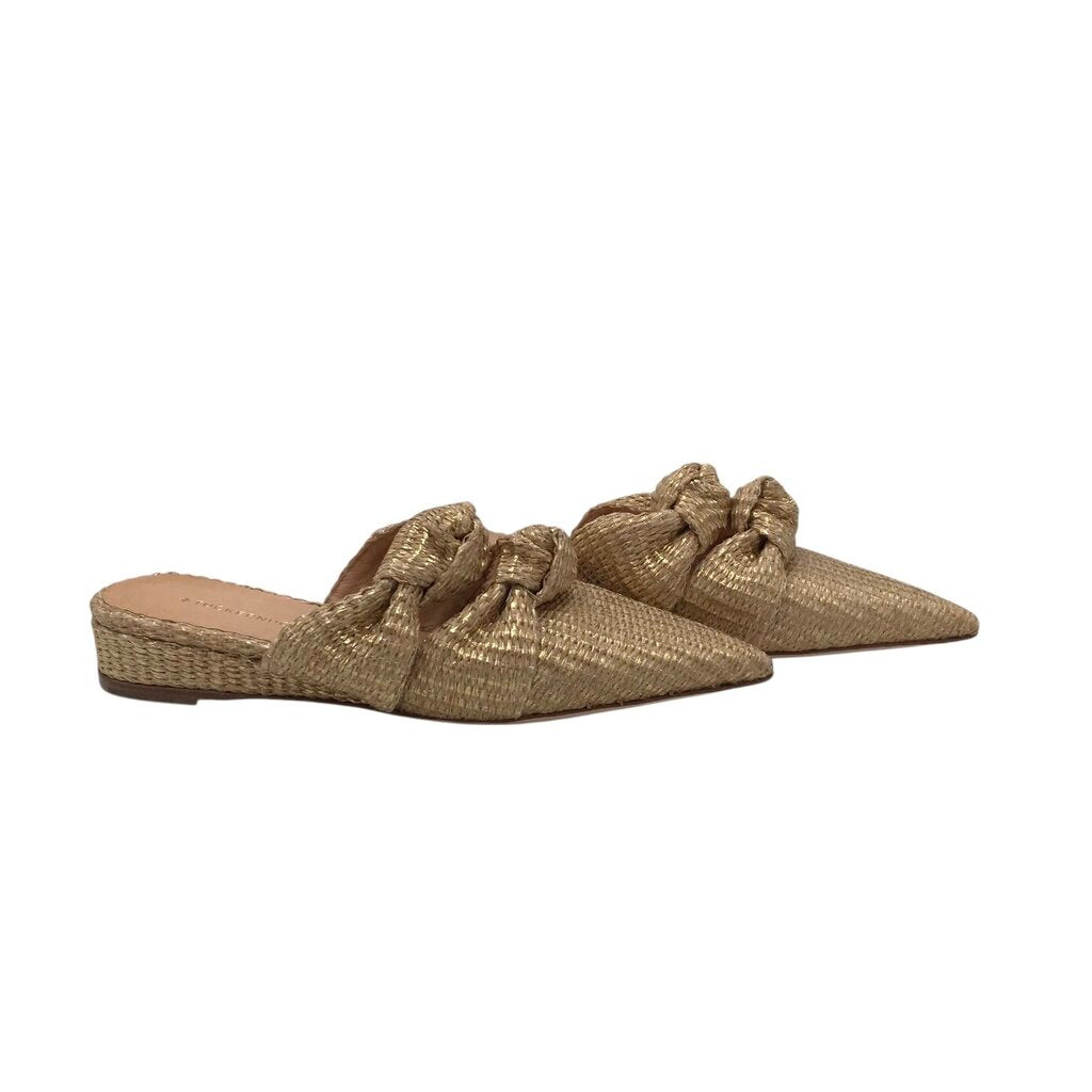 TUCKERNUCK RET$300 WOVEN MULE DESIGNER SHOES TAN GOLD 7