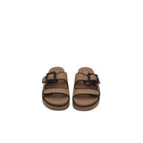 LARROUDE RET$290 RAFFIA PLATFORM SLIDE DESIGNER SHOES TAN BLACK 7.5