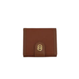 BVLGARI NIB$890 LEATHER BI-FOLD WALLET BROWN GOLD