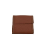 BVLGARI NIB$890 LEATHER BI-FOLD WALLET BROWN GOLD