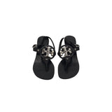 TORY BURCH RET$298 LOGO SLINGBACK HEEL SANDAL DESIGNER SHOES BLACK SILVER 6.5