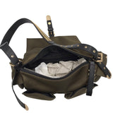 MICHAEL KORS RET$378 STUDDED SATIN MESSENGER HANDBAG OLIVE BLACK