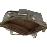 JIMMY CHOO "RHEA" METALLIC LEATHER LUXE HANDBAG GOLD