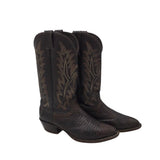 LARRY MAHAN LIZARD LEATHER WESTERN MEN BOOTS BROWN 9.5B