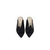 SOMETHING BLEU SATIN BOW MULE HEEL DESIGNER SHOES BLACK 8.5