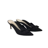 SOMETHING BLEU SATIN BOW MULE HEEL DESIGNER SHOES BLACK 8.5