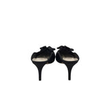 SOMETHING BLEU SATIN BOW MULE HEEL DESIGNER SHOES BLACK 8.5