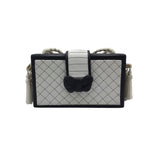 QUILTED LEATHER BOX HANDBAG WHITE BLACK