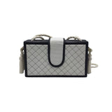 QUILTED LEATHER BOX HANDBAG WHITE BLACK