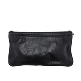 TORY BURCH RET$450 "REVA" LEATHER SHOULDER CLUTCH HANDBAG BLACK SILVER