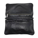 TORY BURCH RET$450 "REVA" LEATHER SHOULDER CLUTCH HANDBAG BLACK SILVER