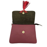 LEATHER/HIDE CROSSBODY HANDBAG PINK WHITE