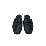 NORDSTROM CROC EMBOSSED MULE SHOES BLACK 7