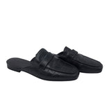 NORDSTROM CROC EMBOSSED MULE SHOES BLACK 7