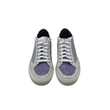 P448 SNEAKER GLITTER DESIGNER SHOES SILVER LAVENDER 39