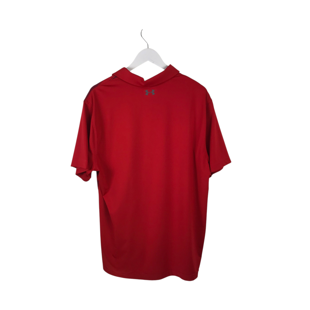 UNDER ARMOUR STRIPE POLO MEN SHIRT RED BLACK XLARGE