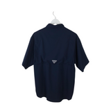 COLUMBIA SHORT SLEEVE FISHING MEN SHIRT NAVY MEDIUM