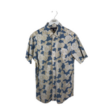 CREMIEUX FLORAL SHORT SLEEVE MEN SHIRT BLUE GOLD MEDIUM