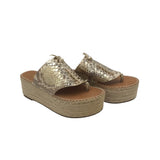 FRANCO SARTO PLATFORM ESPADRILLE THONG SHOES GOLD 9.5
