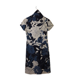 JOSEPH RIBKOFF FLORAL CAP SLEEVE DESIGNER DRESS WHITE BLUE 2
