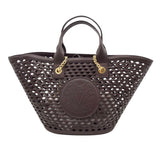 VERONICA BEARD TOTE LEATHER WOVEN CROSSBODY HANDBAG BROWN