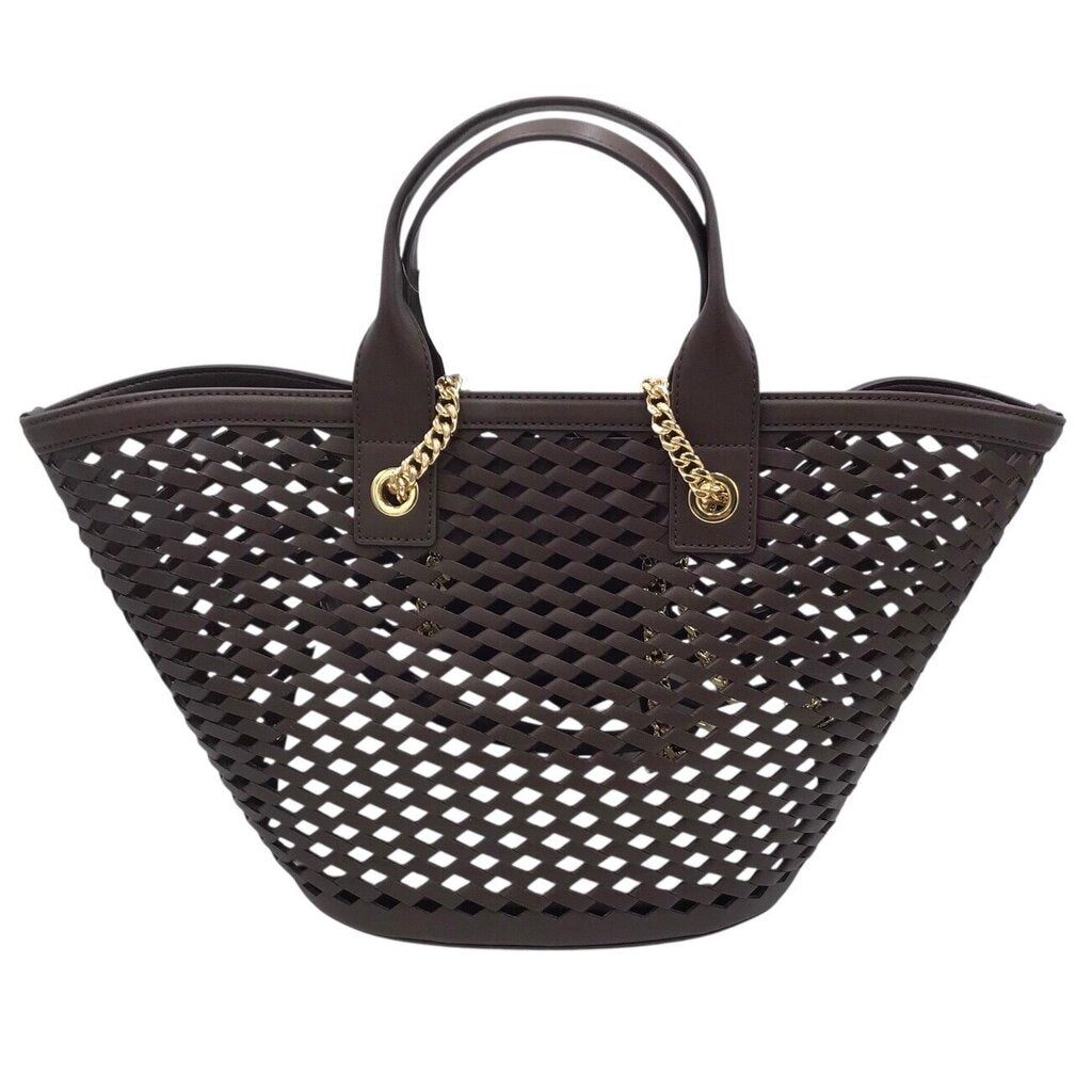 VERONICA BEARD TOTE LEATHER WOVEN CROSSBODY HANDBAG BROWN