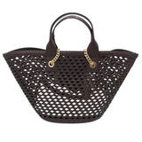 VERONICA BEARD TOTE LEATHER WOVEN CROSSBODY HANDBAG BROWN