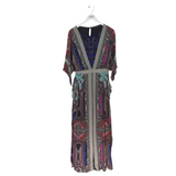 ETRO MAXI BEADED PRINT LONG SLEEVE DESIGNER DRESS BLACK MULTI 42