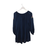 KYLA SEO EMBROIDERED LONG SLEEVE DESIGNER TOP NAVY MEDIUM